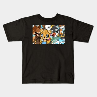 Characters Sliding Down Waterslide Kids T-Shirt